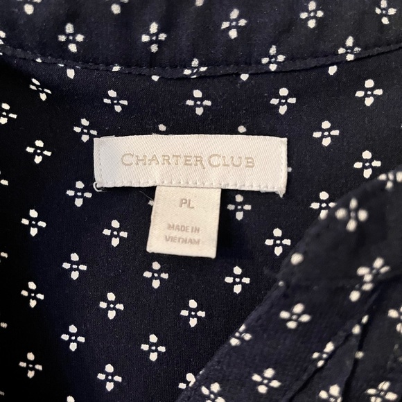 CHARTER CLUB
Petite Printed Pintuck Top, intrepid blue - Picture 3 of 4